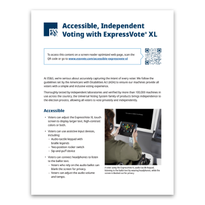 Accessible Independent Voting With ExpressVote XL 
