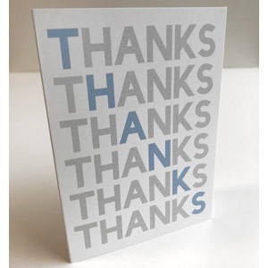 Blue Thanks - Blank Card with Envelope 