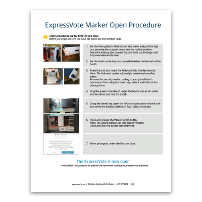 ExpressVote Marker Voting Booth Workstation Open/Close Procedures 