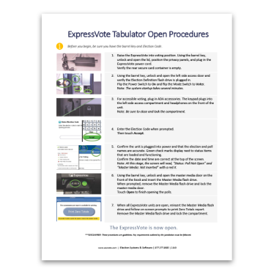 ExpressVote Tabulator Open/Close Procedures 
