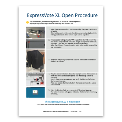 ExpressVote XL as a Marker Open/Close Procedures 