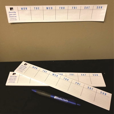 Sticky Note Weekly Calendar Pad 